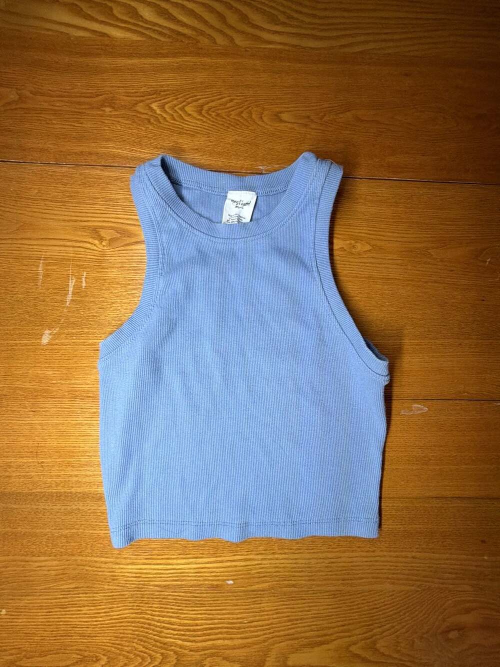 DESTINED Light Blue Ribbed Racerback Crop Tank Top